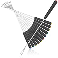 COM-FOUR® Tenedores para fondue 12x de acero inoxidable - cubiertos para fondue - pinchos para fondue con mango de…